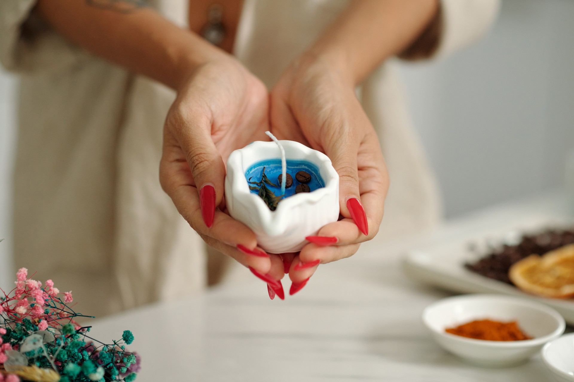 Woman Making Handmade Aroma Candle